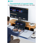 Data kabl Coteci Thunderbolt OF-065 120Gbps 240W 4k PD Type C na Type C crni 1.5m - Slika 3