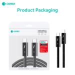 Data kabl Coteci Thunderbolt OF-065 120Gbps 240W 4k PD Type C na Type C crni 1.5m - Slika 9