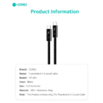 Data kabl Coteci Thunderbolt OF-065 120Gbps 240W 4k PD Type C na Type C crni 1.5m - Slika 10