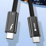 Data kabl Coteci Thunderbolt OF-066 120Gbps 240W 4k PD Type C na Type C crni 0.3m - Slika 2