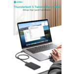 Data kabl Coteci Thunderbolt OF-066 120Gbps 240W 4k PD Type C na Type C crni 0.3m - Slika 3