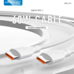 Data kabl KONFULON DC67, 60W, Type C na Type C beli 1m - Slika 2
