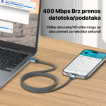 Data kabl LDNIO LC442C 100w, Type C na Type C sivi 2m - Slika 6