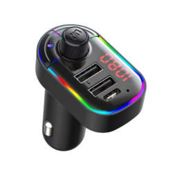 FM transmiter C12 USB PD Bluetooth 5.0 12-24V handsfree crni