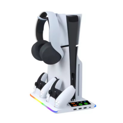 HA8008 EL RGB multifunkcionalni punjac i cooler za PS5 konzolu beli