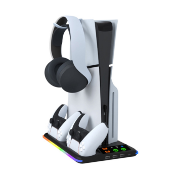 HA8008  EL RGB multifunkcionalni punjac i cooler za PS5 konzolu crni