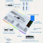 HA8008  EL RGB multifunkcionalni punjac i cooler za PS5 konzolu crni - Slika 5