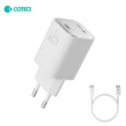 Kucni punjac Coteci 45W GaN sa PD na Type C kablom beli