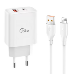Kucni punjac KONFULON JK87, QC 20W, PD 30W, sa iPhone lightning kablom beli