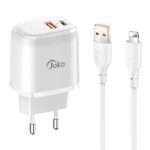 Kucni punjac KONFULON JK82 + DC64 PD 20W, QC 18W, sa kablom USB na Lightning beli