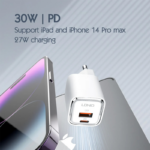 Kucni punjac LDNIO A2317C, 3.6A, QC3.0 18W, PD 30W sa Iphone lightning kablom beli - Slika 6
