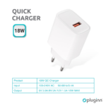 Kucni Punjac Pluginn QC3.0 18W sa Type C kablom beli CE - Slika 2