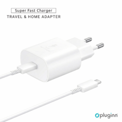 Kucni Punjac Pluginn PD Fast 25W za Samsung sa PD Type C kablom CE beli
