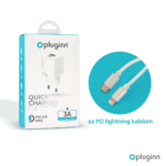 Kucni punjac Pluginn PI-D73, QC3.0 PD3.0, PPS, USB-PD 18W+20W, 38W (total) sa PD iPhone lightning kablom beli CE - Slika 3