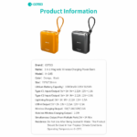 Power bank prenosiva baterija magnetic Coteci iH-145 3u1 narandzasta - Slika 9