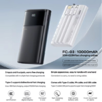 Power bank prenosiva baterija REMAX FC-03 20W+22.5W 10000mAh crna - Slika 2