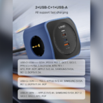 Produzni kabl LDNIO SE3338, 3 uticnice, USB, 2xPD, 6u1, GAN, 65W total power - Slika 6