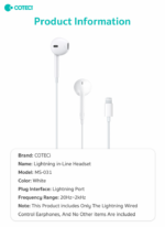 Slusalice Coteci MS-031 za iPhone lightning bele - Slika 7