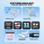 Tastatura Mehanicka Gaming Fantech MK611 Atom x63 AME plava (taro switch) - Slika 6