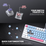Tastatura Mehanicka Gaming Fantech MK612 Atom x83 AME bela (taro switch) - Slika 10