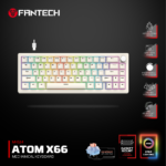 Tastatura Mehanicka Gaming Fantech MK614 Atom x66 Retro bez (ice apricot switch) - Slika 2
