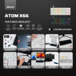 Tastatura Mehanicka Gaming Fantech MK614 Atom x66 Retro bez (ice apricot switch) - Slika 3
