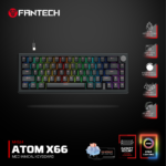 Tastatura Mehanicka Gaming Fantech MK614 Atom x66 Retro crna (ice apricot switch) - Slika 2