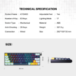 Tastatura Mehanicka Gaming Fantech MK874 RGB Atom 63 Navy (Red switch) - Slika 10