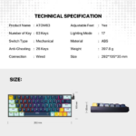 Tastatura Mehanicka Gaming Fantech MK874V2 RGB Atom 63 Mizu Navy (taro switch) - Slika 8