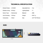 Tastatura Mehanicka Gaming Fantech MK875V2 RGB Atom 81 Mizu Navy (Rosie switch) - Slika 11