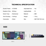 Tastatura Mehanicka Gaming Fantech MK890 RGB Atom MK96 SkyBlue (Rosie switch) - Slika 8