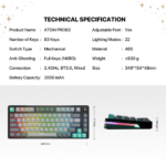 Tastatura Mehanicka Gaming Fantech MK913 RGB Atom PRO83 Wireless Mercury (blue switch) - Slika 9