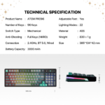 Tastatura Mehanicka Gaming Fantech MK914 RGB Atom PRO96 Wireless Mercury (red switch) - Slika 9