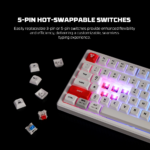 Tastatura Mehanicka Gaming Fantech MK917 RGB Atom PRO79 Wireless bela (Blue switch) - Slika 10