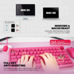 Tastatura Mehanicka Gaming Fantech MK921 Maxfit 8 Wireless pink (brown switch) - Slika 7