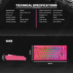 Tastatura Mehanicka Gaming Fantech MK921 Maxfit 8 Wireless pink (brown switch) - Slika 11