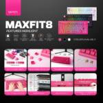 Tastatura Mehanicka Gaming Fantech MK921 Maxfit 8 Wireless pink (white switch) - Slika 3