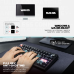 Tastatura Mehanicka Gaming Fantech MK921 Maxfit 8 Wireless white brown switch - Slika 10