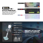 Tastatura Wired Magnetic Gaming Fantech MK922 Atom HE68 Pro Super Maxfit siva (emerald switch) - Slika 5