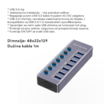 USB 3.0 HUB 7 porta LWD HQ sivi - Slika 4