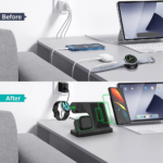 Desktop drzac za mobilni telefon Q10B-X 3u1 (wireless punjac za mobilni telefon, slusalice i Samsung smart watch) - Slika 3