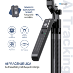 Selfie stick Teracell C12C + kvadripod Smart AI crni - Slika 2