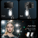 Tripod stabilizator Q19 smart AI sa selfie stickom i LED svetlom crni - Slika 3
