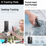 Tripod stabilizator Q19 smart AI sa selfie stickom i LED svetlom crni - Slika 9