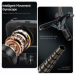 Tripod stabilizator Q19 smart AI sa selfie stickom i LED svetlom crni - Slika 10