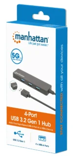 USB HUB 4port Manhattan 164900 3.2 G1/5Gbps/Crni - Slika 2