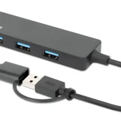 USB-C HUB 4port Manhattan 180863 3.2 G1+USB-C/5Gbps/Crni