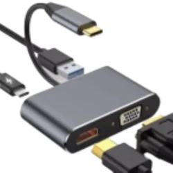 Adapter Stars Solutions USB-C na HDMI/VGA/USB/PD sivi