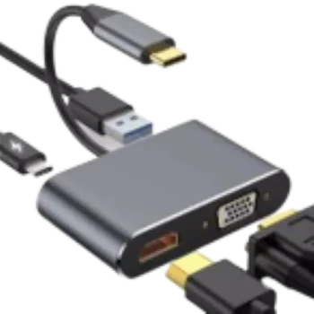 Adapter Stars Solutions USB-C na HDMI/VGA/USB/PD sivi