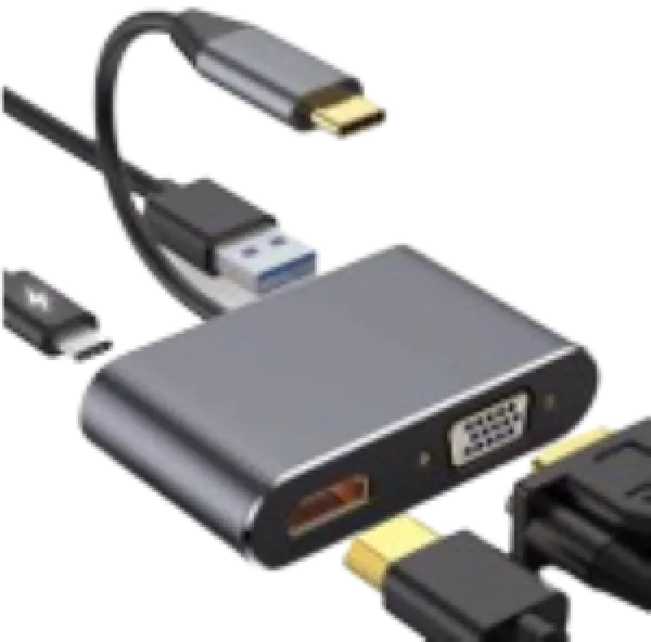 39992.webp Adapter Stars Solutions USB-C na HDMI/VGA/USB/PD sivi - Slika 1